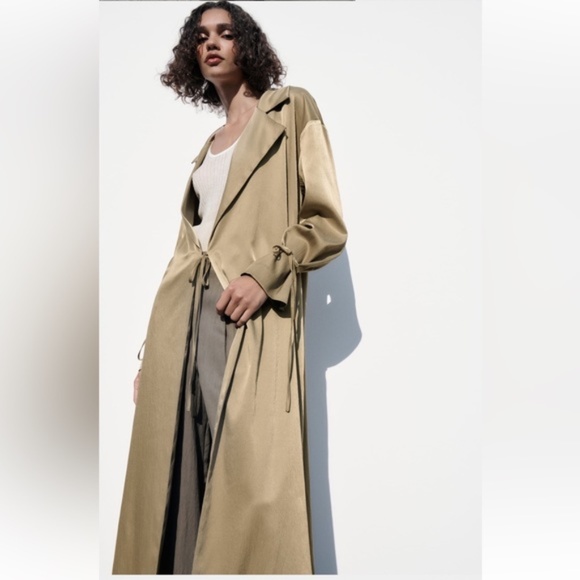 Zara Wrinkle Look Flowy Trench (NWT) - Picture 2 of 16